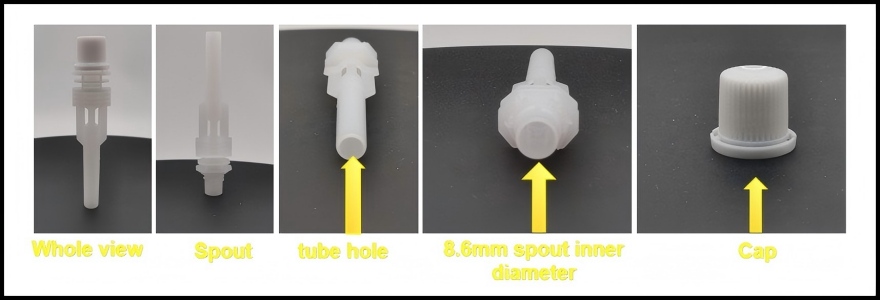 Characteristic of reusable food pouch spout and jelly fruit pouch lids (HL086L)